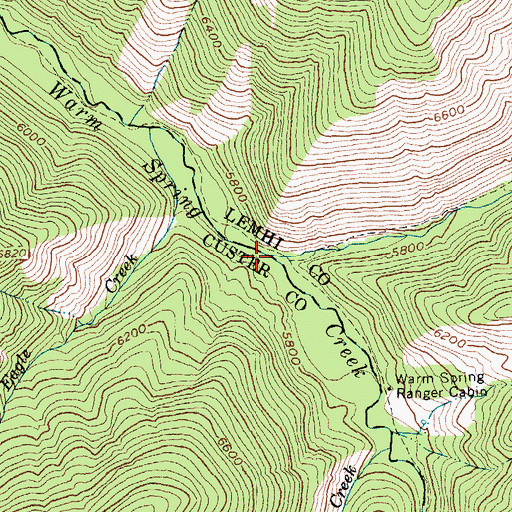 Topographic Map of Mahoney Creek, ID