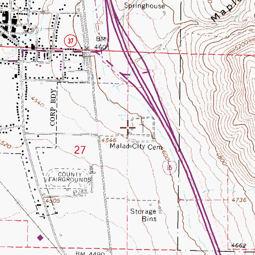 Topographic Map of Malad City Cemetery, ID