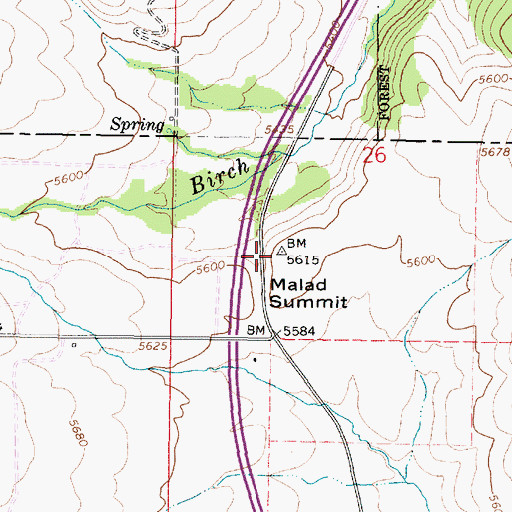 Topographic Map of Malad Summit, ID