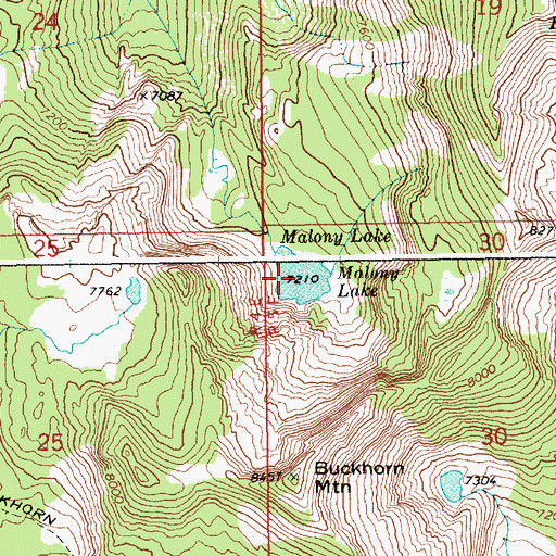 Topographic Map of Malony Lake, ID