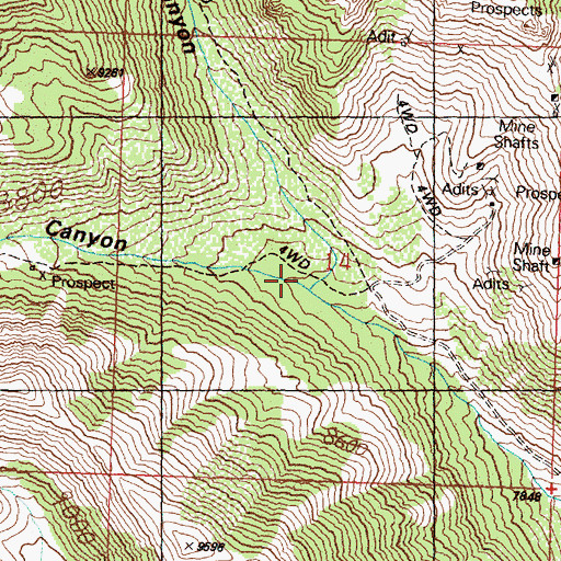 Topographic Map of Mammoth Canyon, ID