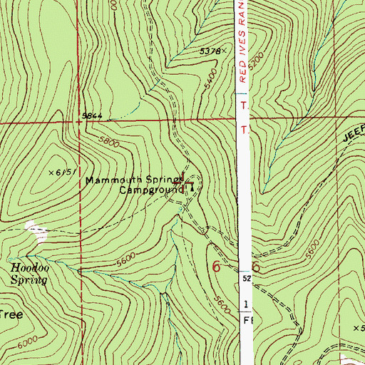 Topographic Map of Mammouth Springs Campground, ID
