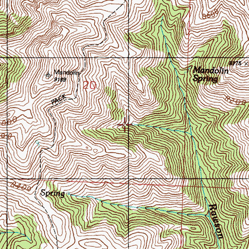 Topographic Map of Mandolin Spring, ID
