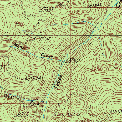 Topographic Map of Mann Creek, ID