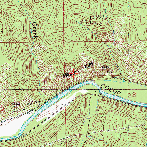 Topographic Map of Maple Cliff, ID