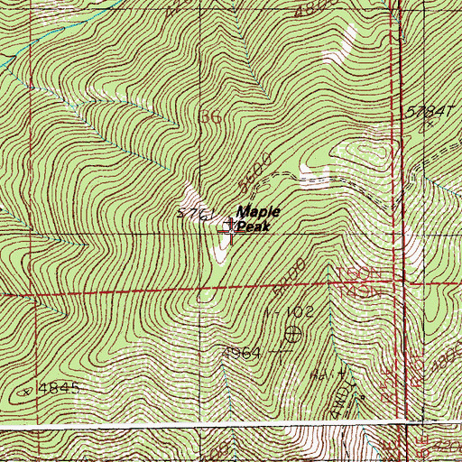 Topographic Map of Maple Peak, ID