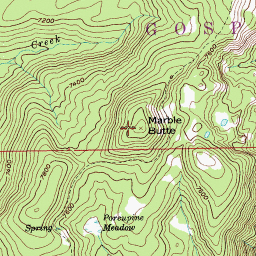 Topographic Map of Marble Butte, ID