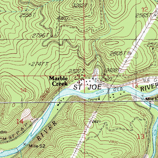 Topographic Map of Marble Creek, ID