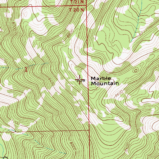 Topographic Map of Marble Mountain, ID