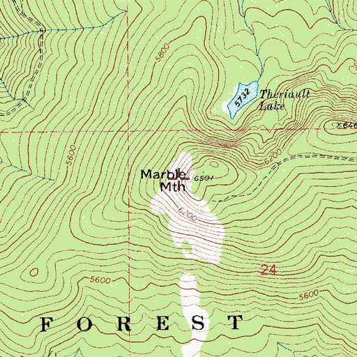 Topographic Map of Marble Mountain, ID