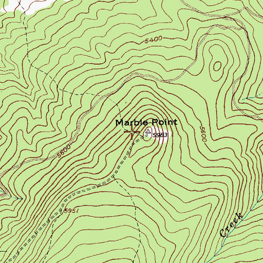 Topographic Map of Marble Point, ID