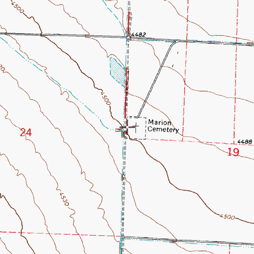 Topographic Map of Marion Cemetery, ID