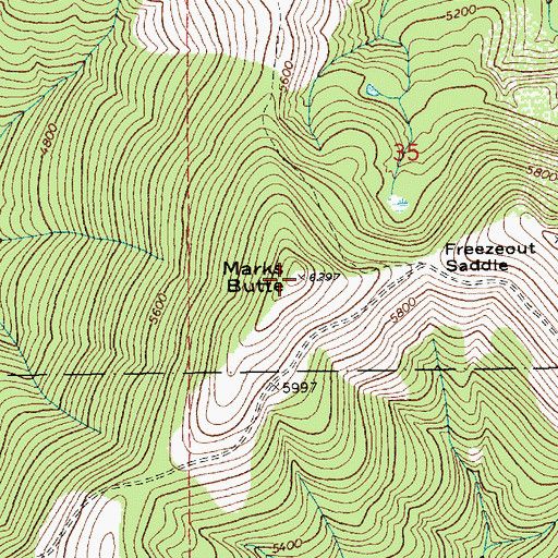 Topographic Map of Marks Butte, ID