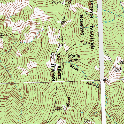 Topographic Map of Marlin Spring, ID