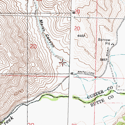 Topographic Map of Marsh Canyon, ID