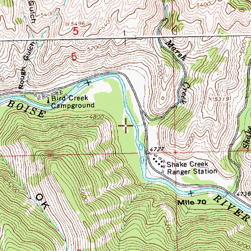 Topographic Map of Marsh Creek, ID
