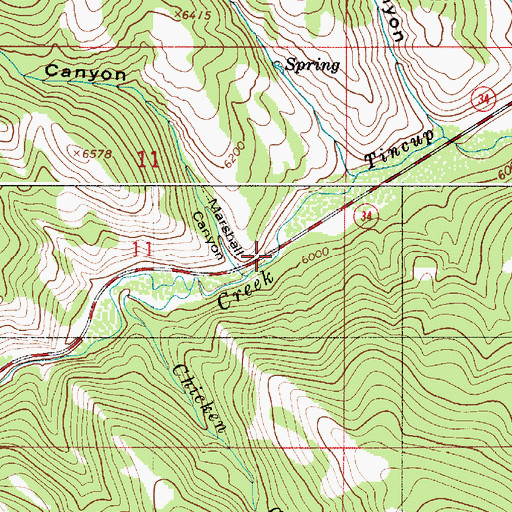 Topographic Map of Marshall Canyon, ID