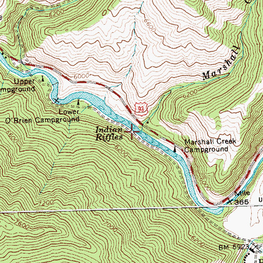 Topographic Map of Marshall Creek, ID