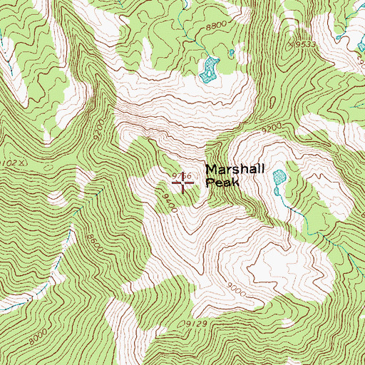 Topographic Map of Marshall Peak, ID