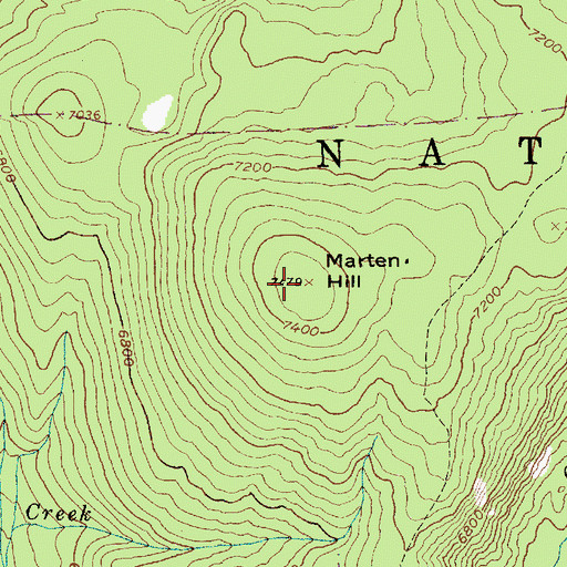 Topographic Map of Marten Hill, ID
