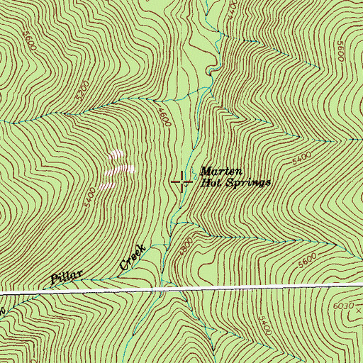 Topographic Map of Marten Hot Springs, ID