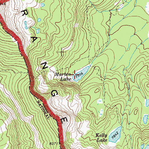 Topographic Map of Marten Lake, ID