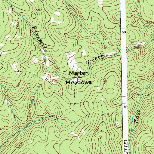 Topographic Map of Marten Meadows, ID