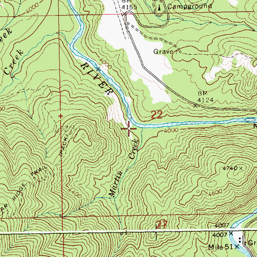 Topographic Map of Martin Creek, ID