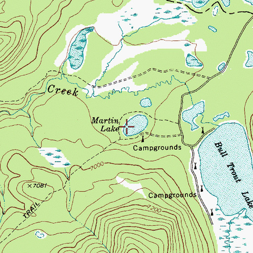 Topographic Map of Martin Lake, ID
