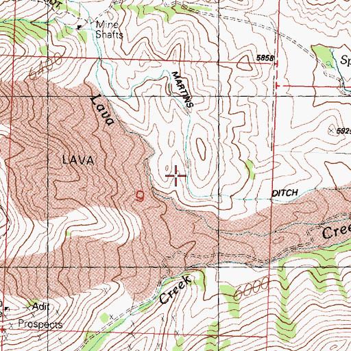 Topographic Map of Martins Ditch, ID