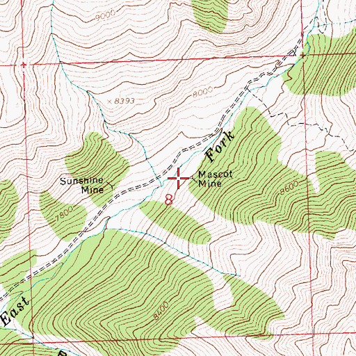 Topographic Map of Mascot Mine, ID