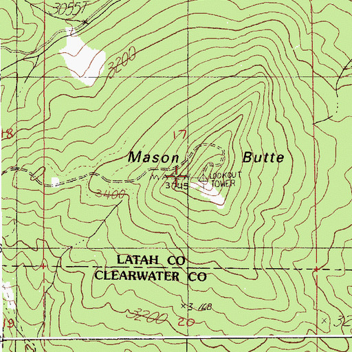 Topographic Map of Mason Butte, ID