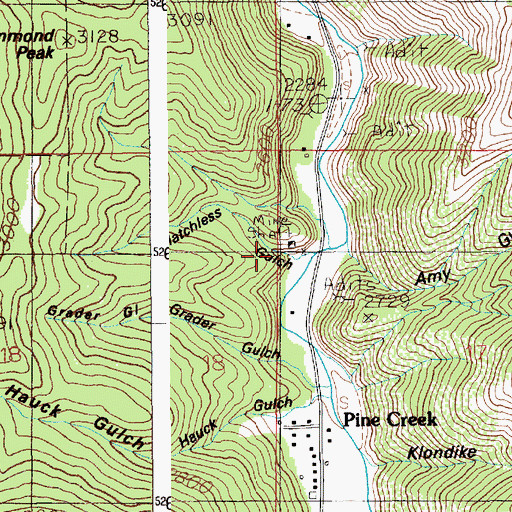Topographic Map of Matchless Gulch, ID