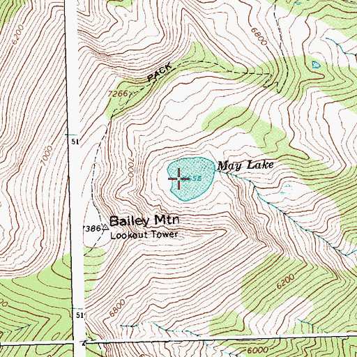 Topographic Map of May Lake, ID