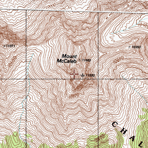 Topographic Map of Mount McCaleb, ID
