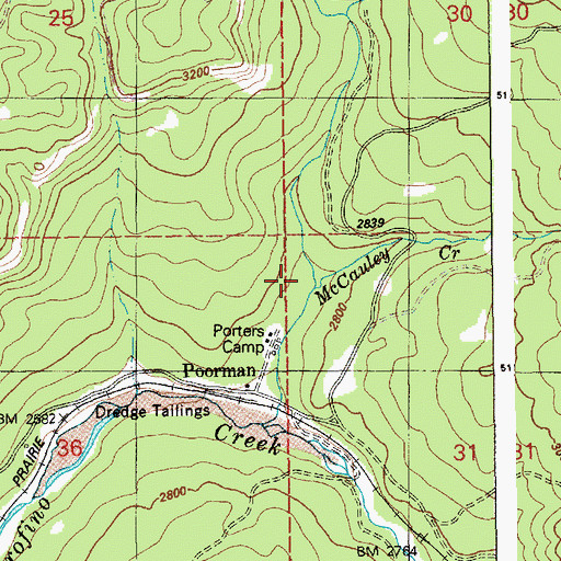Topographic Map of McCauley Creek, ID