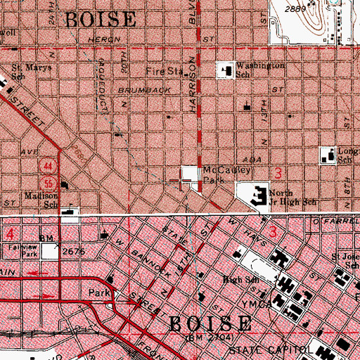 Topographic Map of McCauley Park, ID