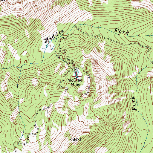Topographic Map of McCrae Mine, ID