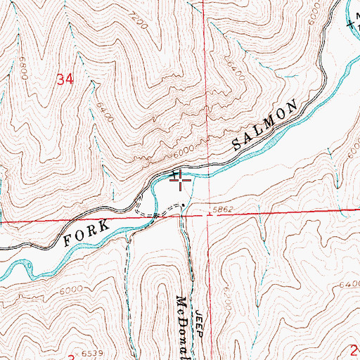 Topographic Map of McDonald Creek, ID