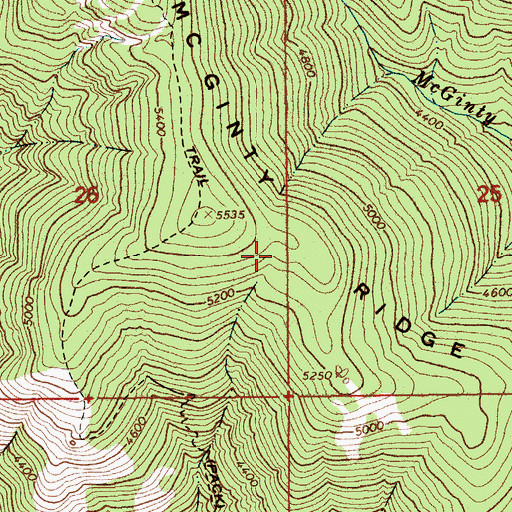 Topographic Map of McGinty Ridge, ID