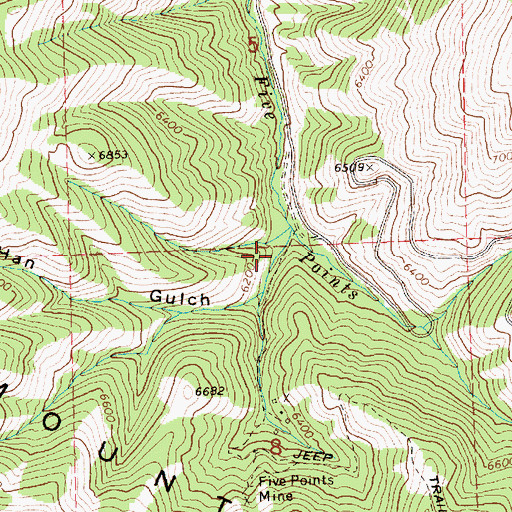 Topographic Map of McHan Gulch, ID