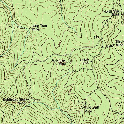 Topographic Map of McKinley Mine, ID
