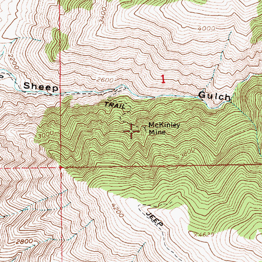 Topographic Map of McKinley Mine, ID