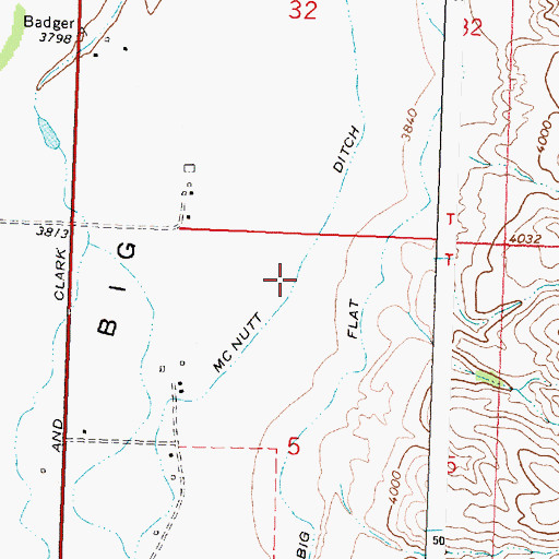 Topographic Map of McNutt Ditch, ID