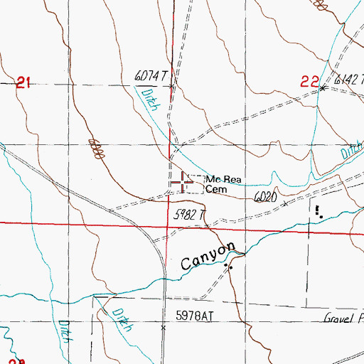 Topographic Map of McRea Cemetery, ID