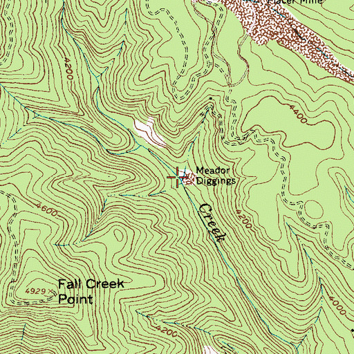 Topographic Map of Meador Diggings, ID