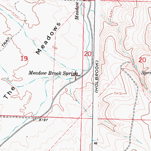 Topographic Map of Meadow Brook Spring, ID