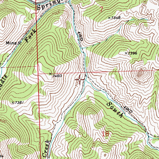 Topographic Map of Meadow Creek, ID