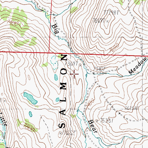 Topographic Map of Meadow Creek, ID