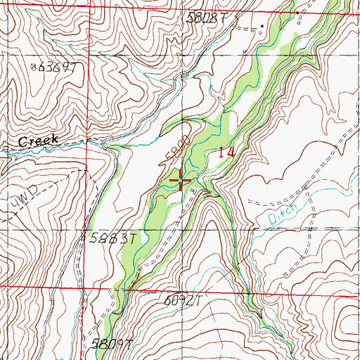 Topographic Map of Meadow Creek, ID